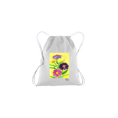 Estella Levin Colorful Flowers Drawstring Bag