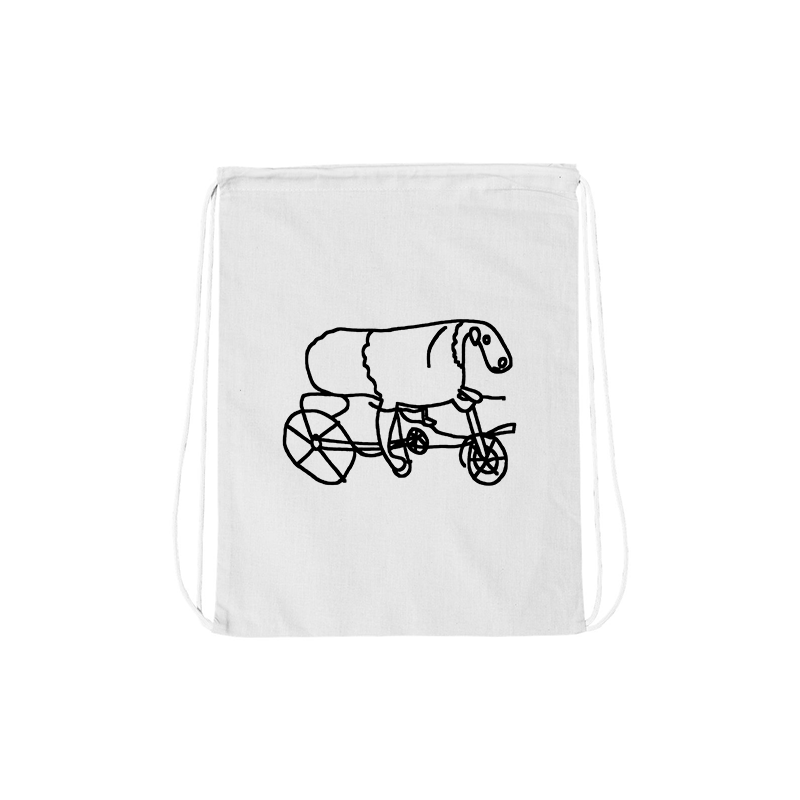 Joe Wilson Sheep on a Bike Drawstring Bag