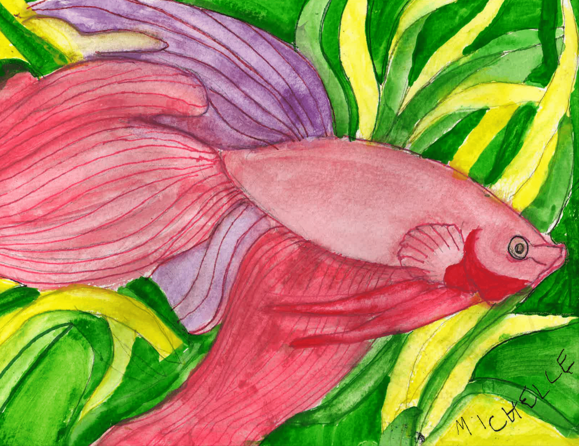 Michelle Rappaport Fish Drawstring Bag - Creative Souls, Inc.