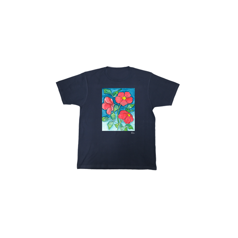 Sam Potashnick Red Flowers Short Sleeve